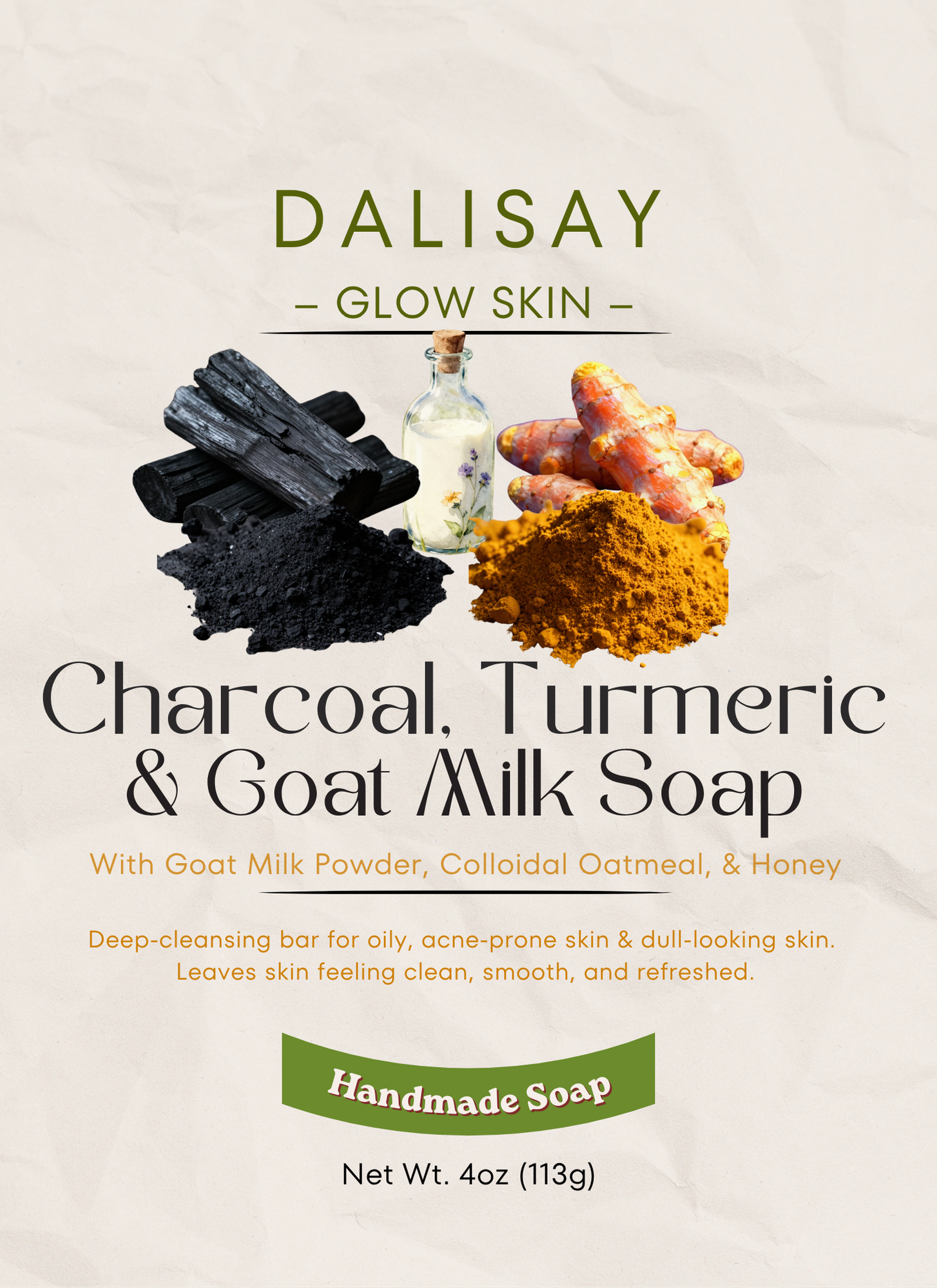 Charcoal, Turmeric & Goat Milk Soap (All-in-One)