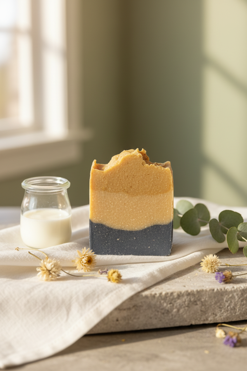 Charcoal, Turmeric & Goat Milk Soap (All-in-One)