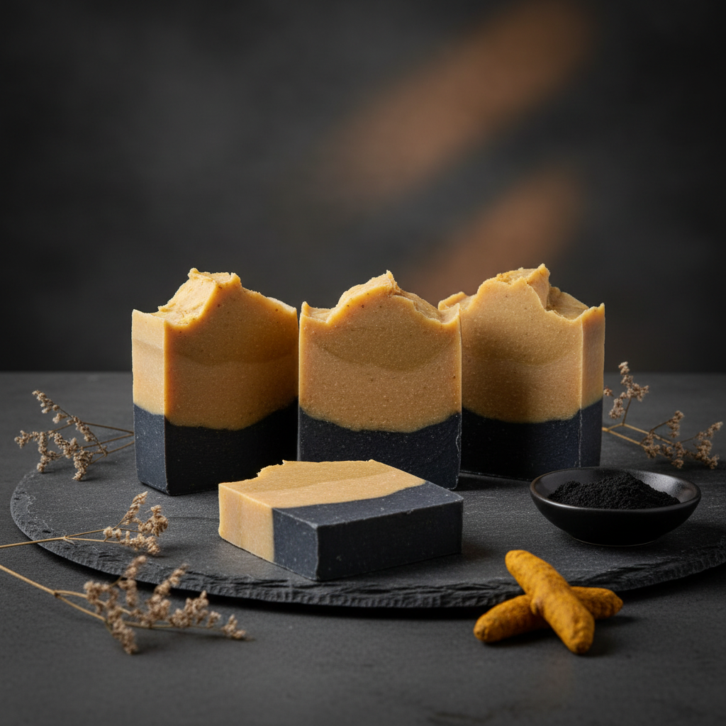 Charcoal, Turmeric & Goat Milk Soap (All-in-One)