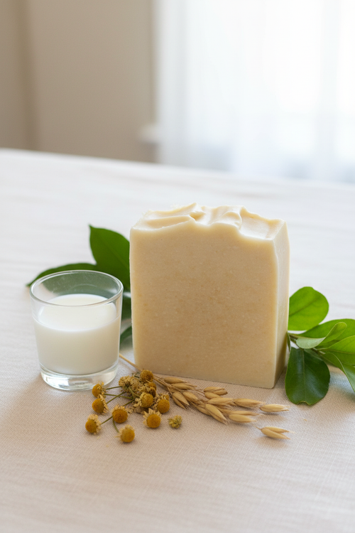 Goat Milk & Shea Makeup Remover Soap - Styled with Botanicals & Milk