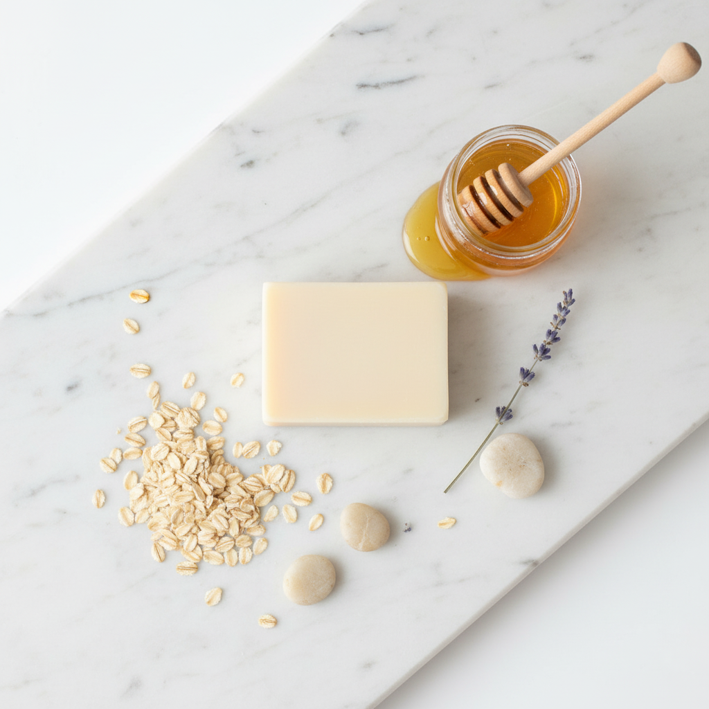 Oat Soap - Honey & Oats Flat Lay